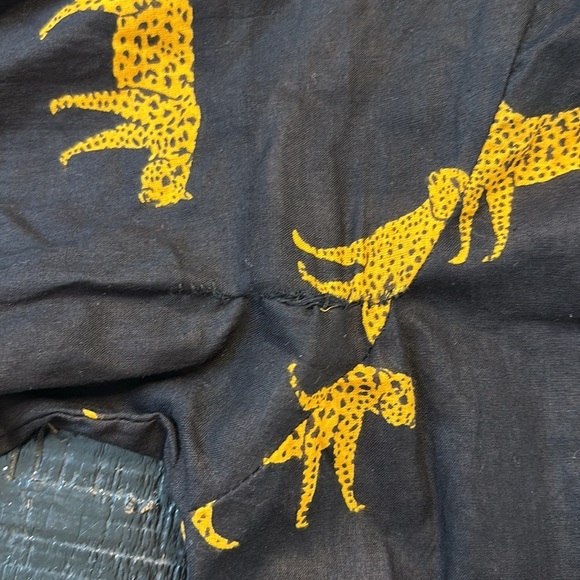 Leopard Cheetah Animal Print Black Yellow Partial Button Down Dress size Medium - Picture 3 of 12